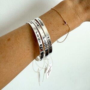 Set of 3 Silver Live, Laugh, Love Bangle Bracelets